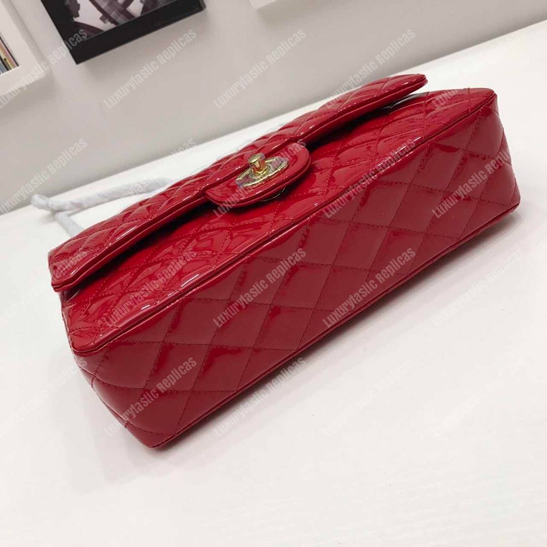Ch*el classic medium flap bag red