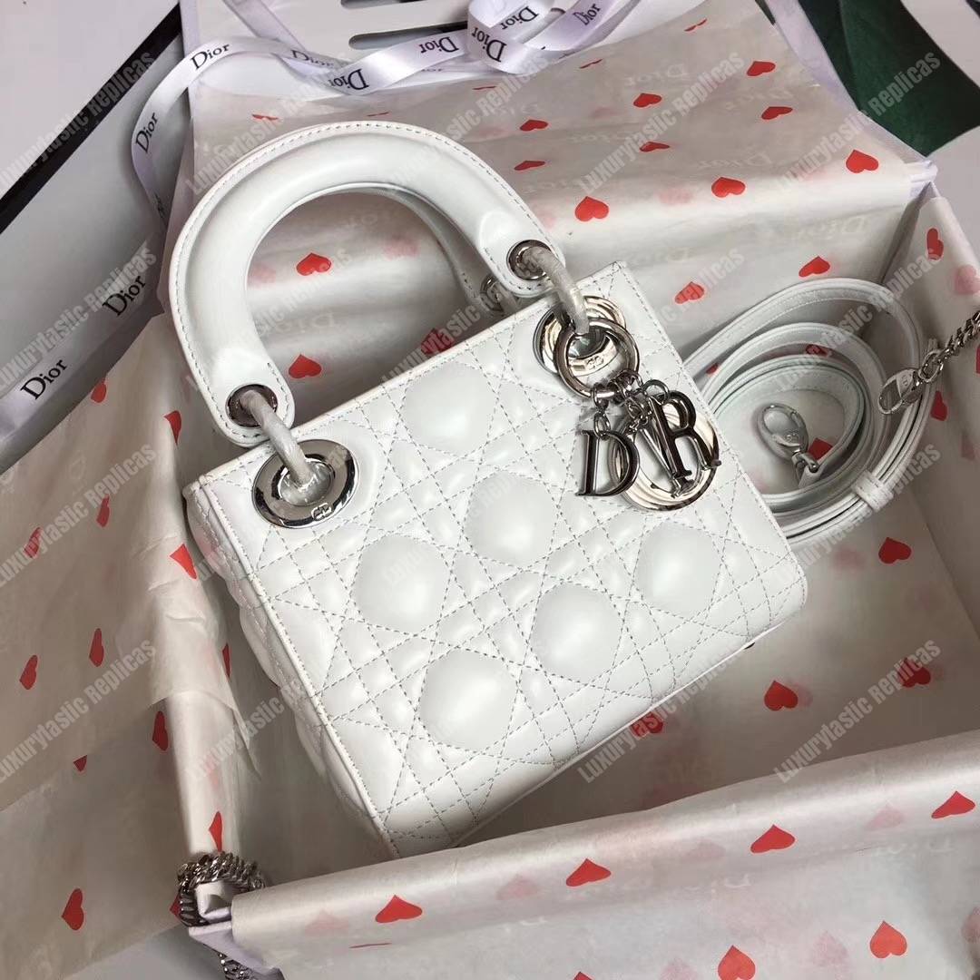 mini lady D*or lambskin bag off-white
