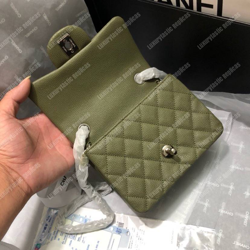 Ch*el mini flap bag green
