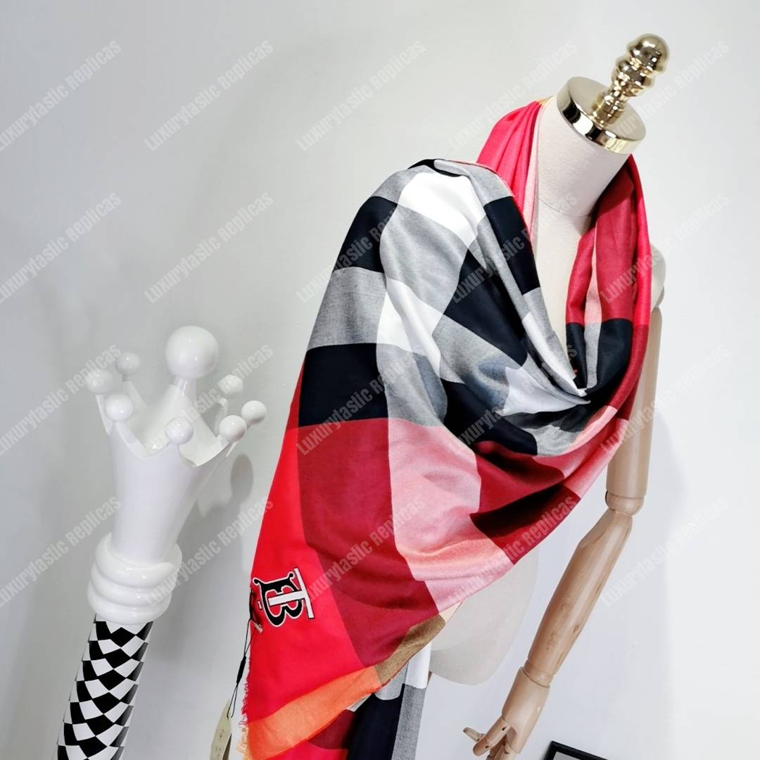 B**rry cashmere scarf red maroon tb monogram
