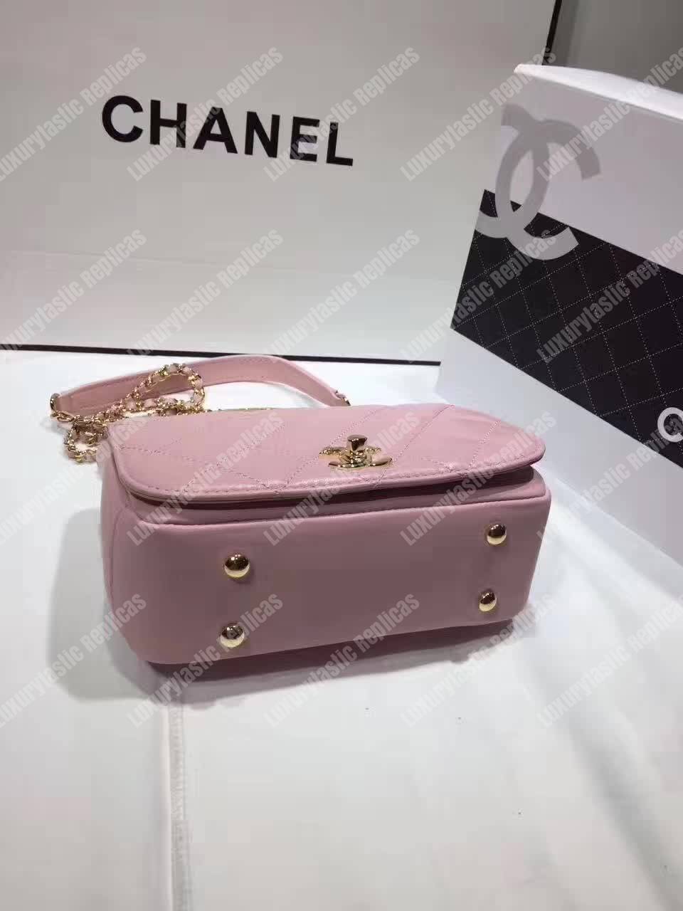 Ch*el small flap bag with top handle pink