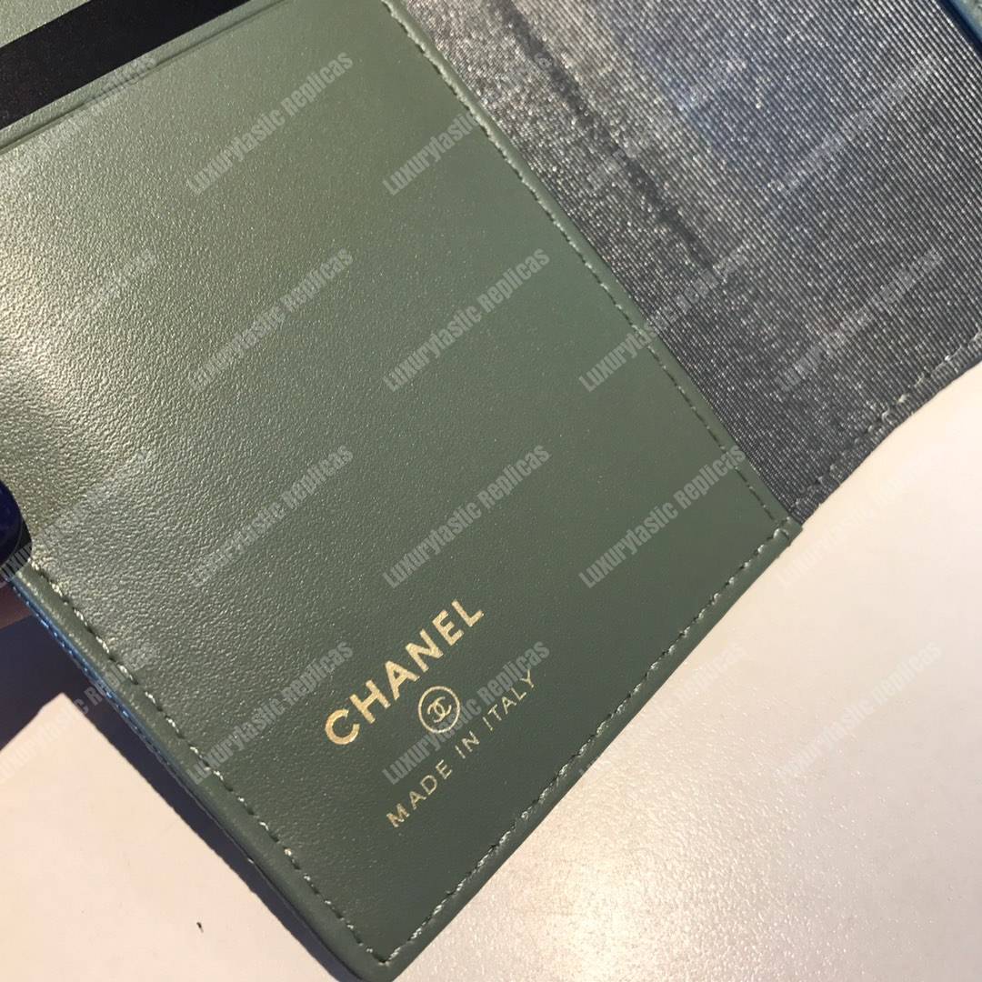 Classic Passport Holder Caviar Leather Greenish Gray