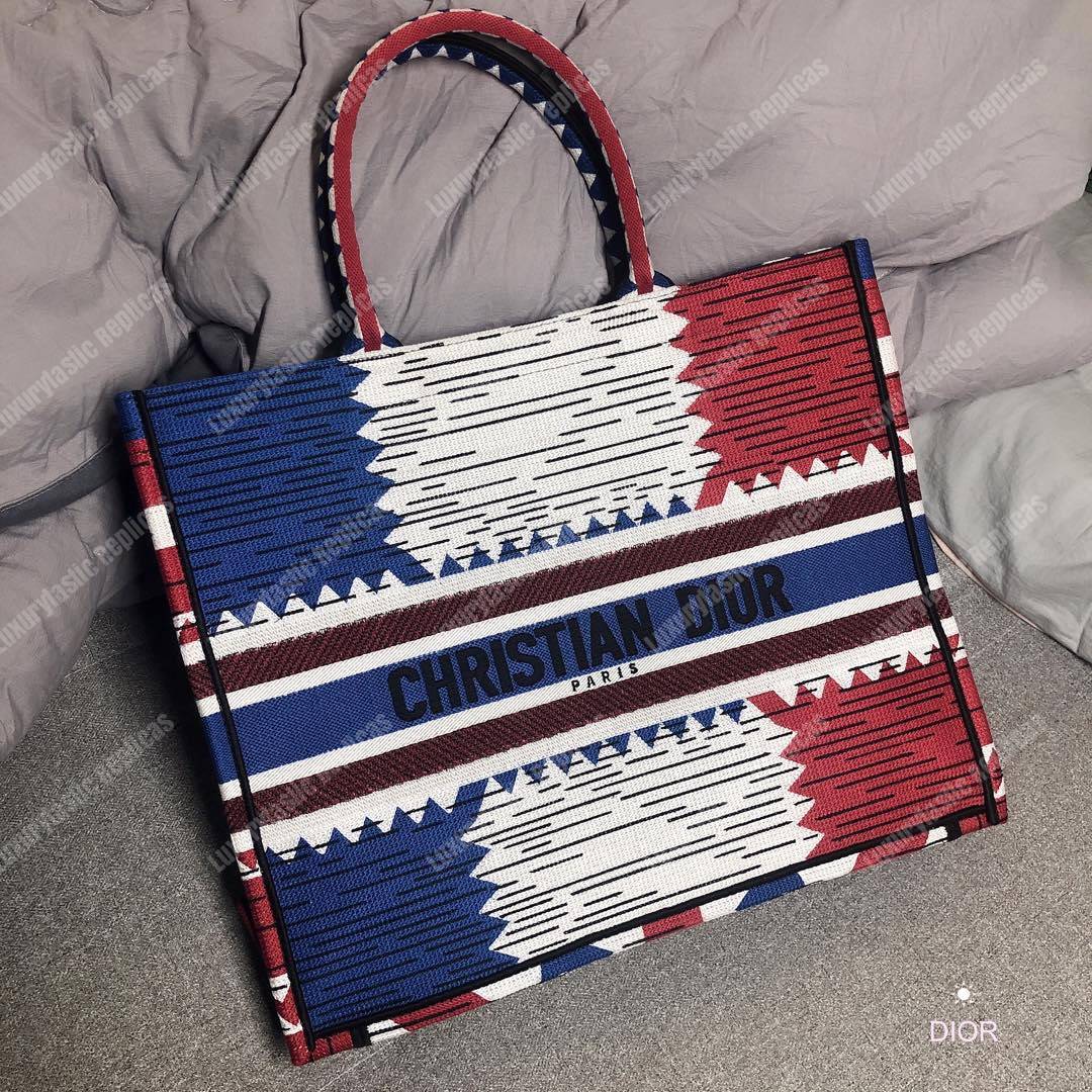 D*or book tote bag embroidered canvas french flag