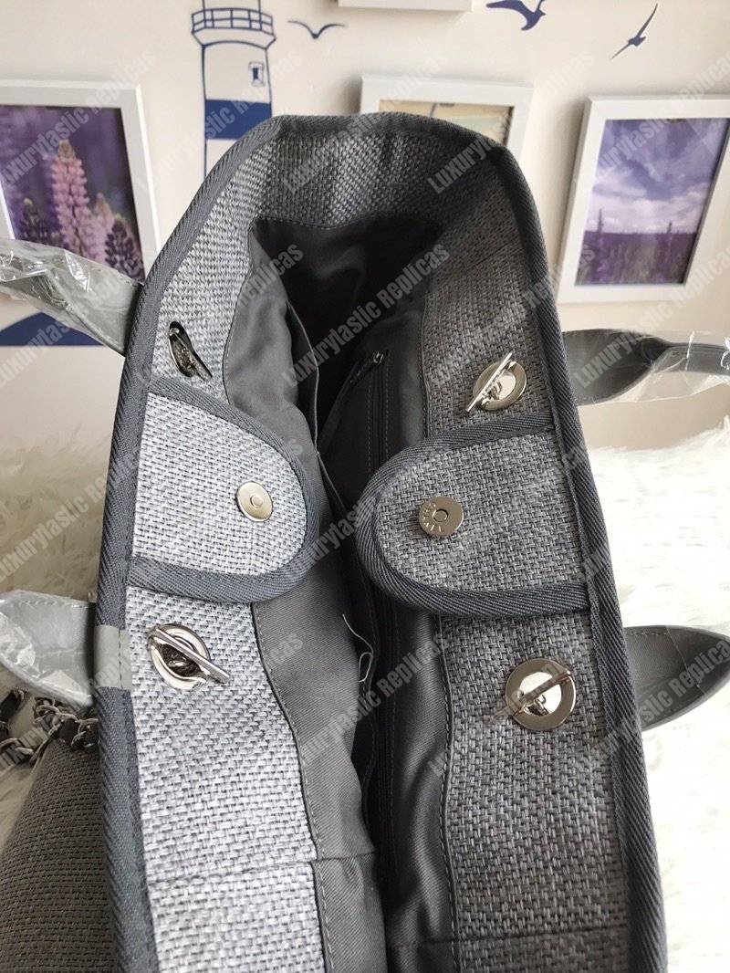 Ch*el deauville fabric tote gray