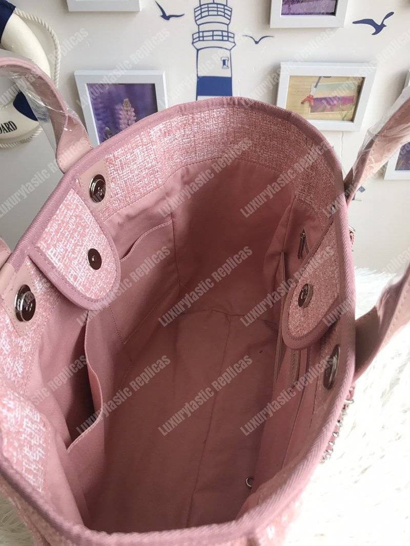 Ch*el deauville fabric tote pink