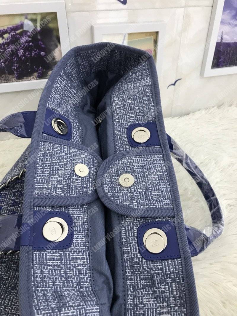 Ch*el deauville fabric tote blue