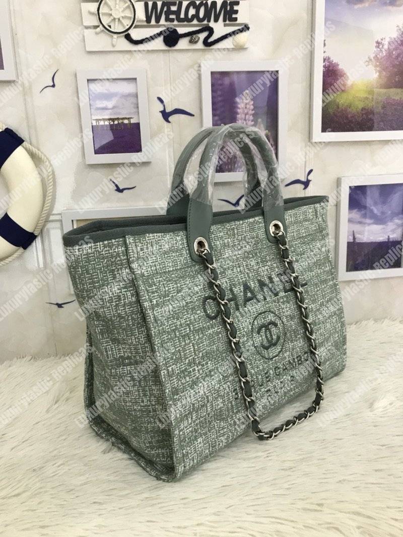 Ch*el deauville fabric tote sage green