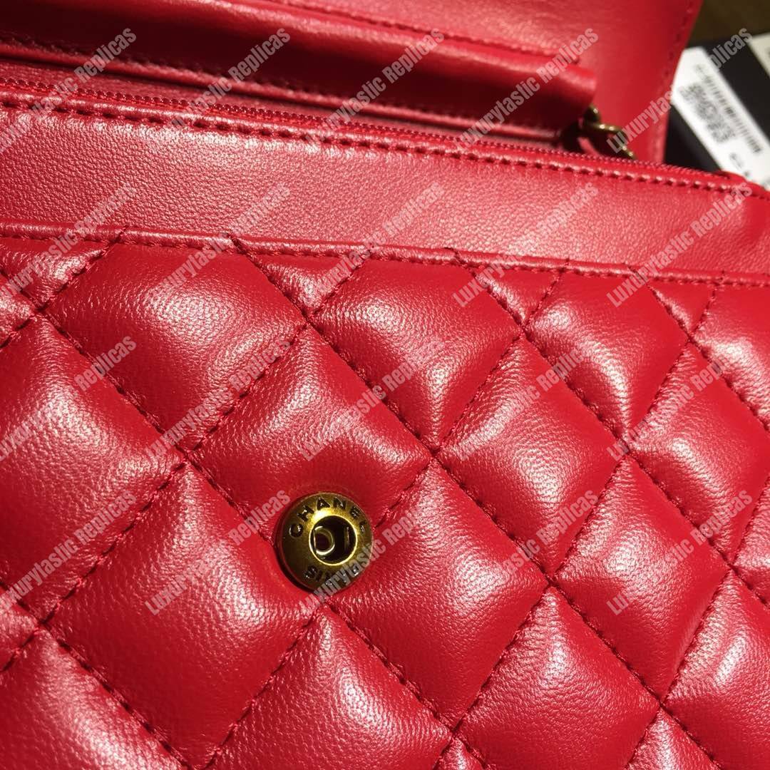 Ch*el le boy wallet on chain – woc red quilted lambskin gold-toned