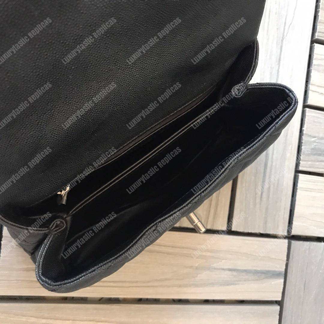 Ch*el small flap bag with top handle black