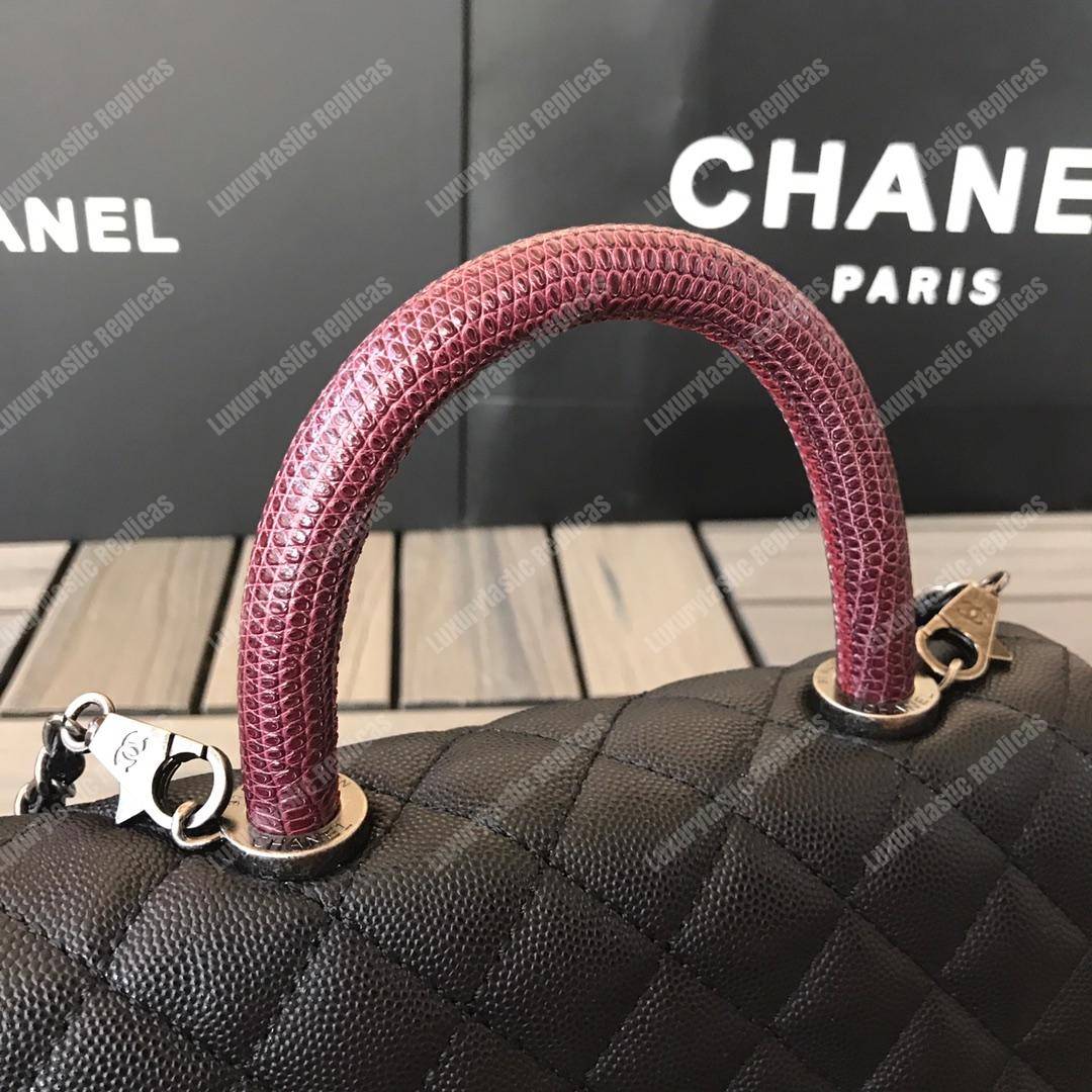 Ch*el small flap bag with top handle black