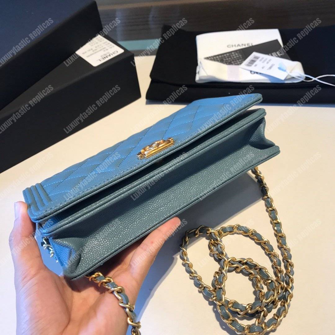 Ch*el le boy wallet on chain – woc veridian caviar gold-toned