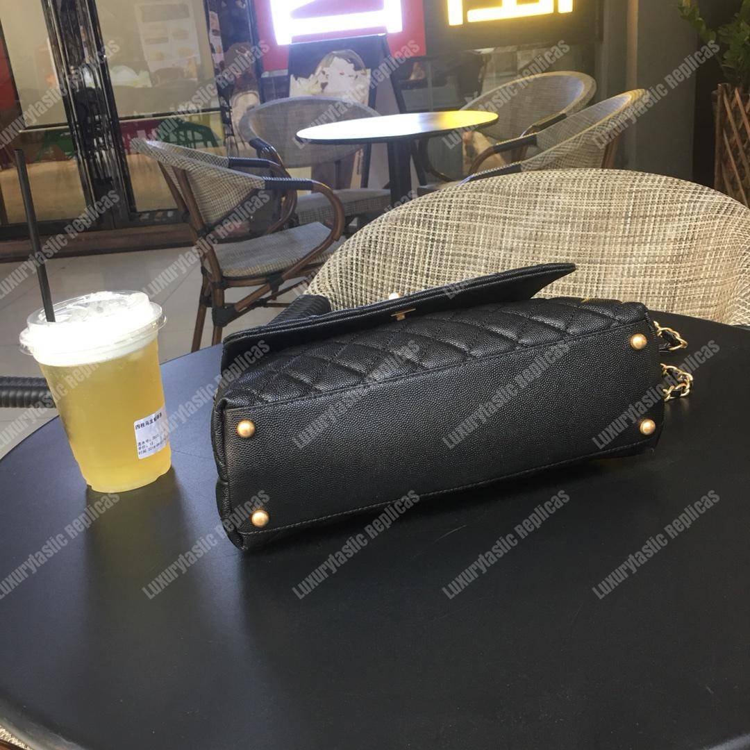 Ch*el flap bag with top handle black