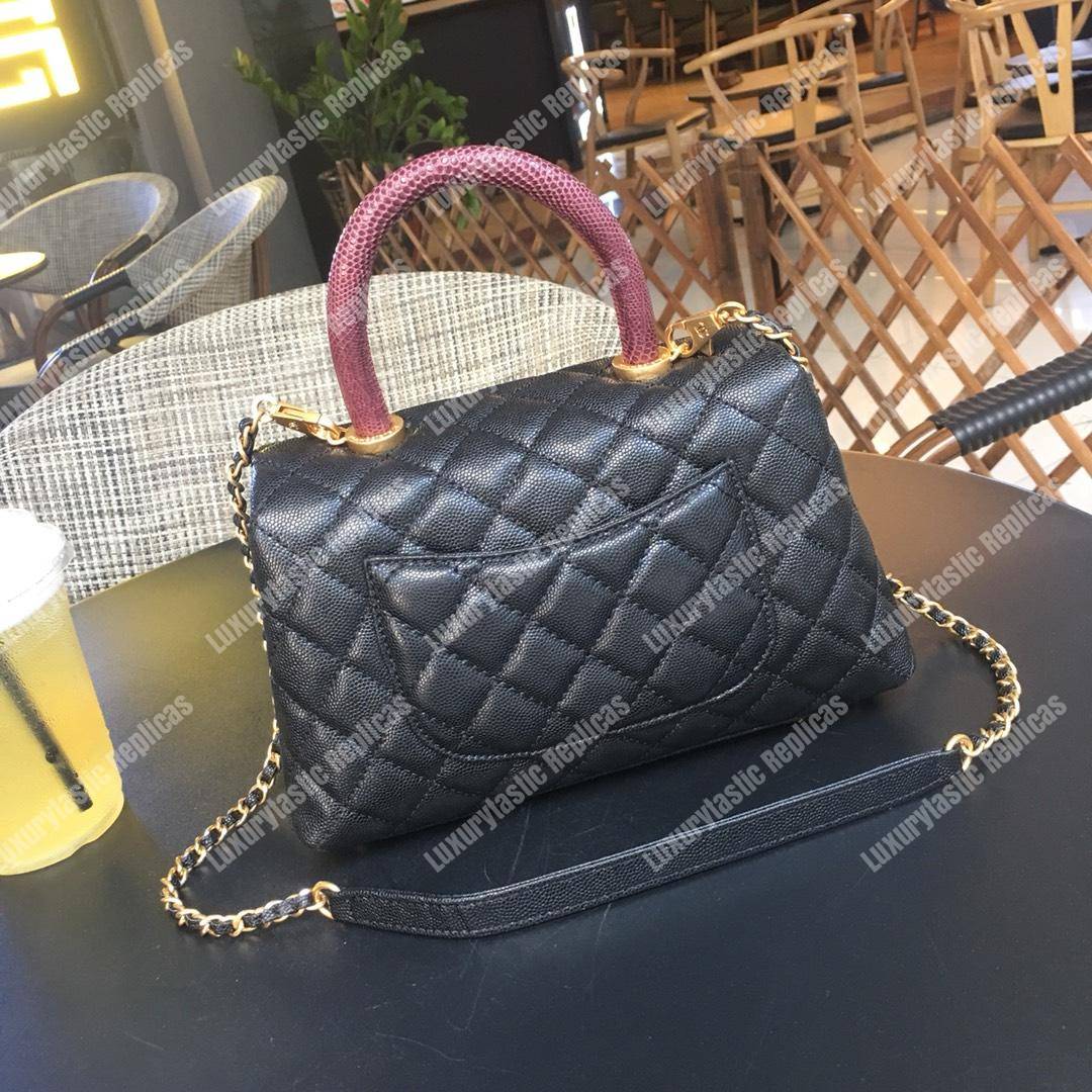 Ch*el small flap bag with top handle black