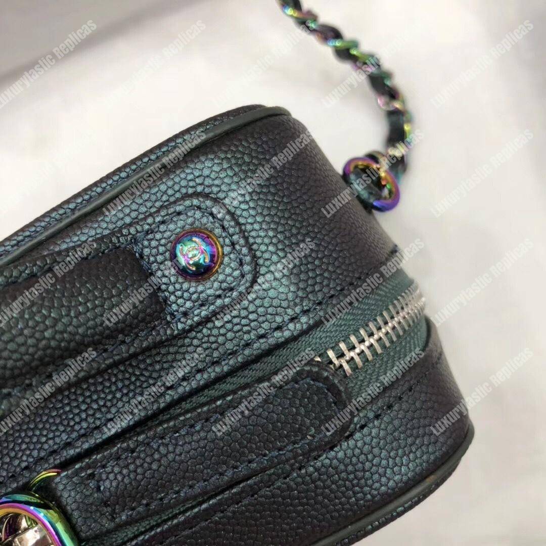Ch*el small vanity case dark turquoise