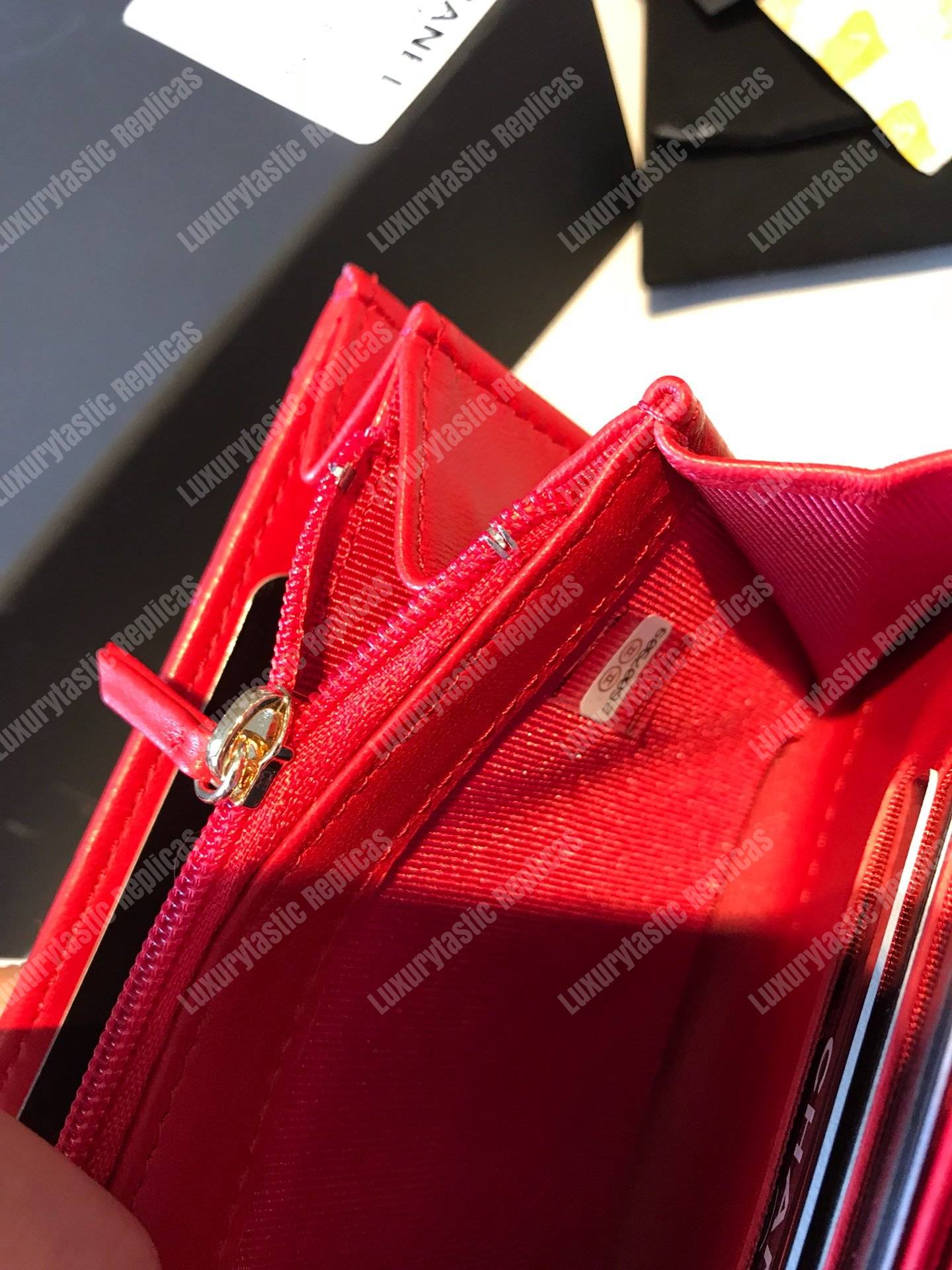 Ch*el classic clutch with chain – cwc lambskin red silver-toned