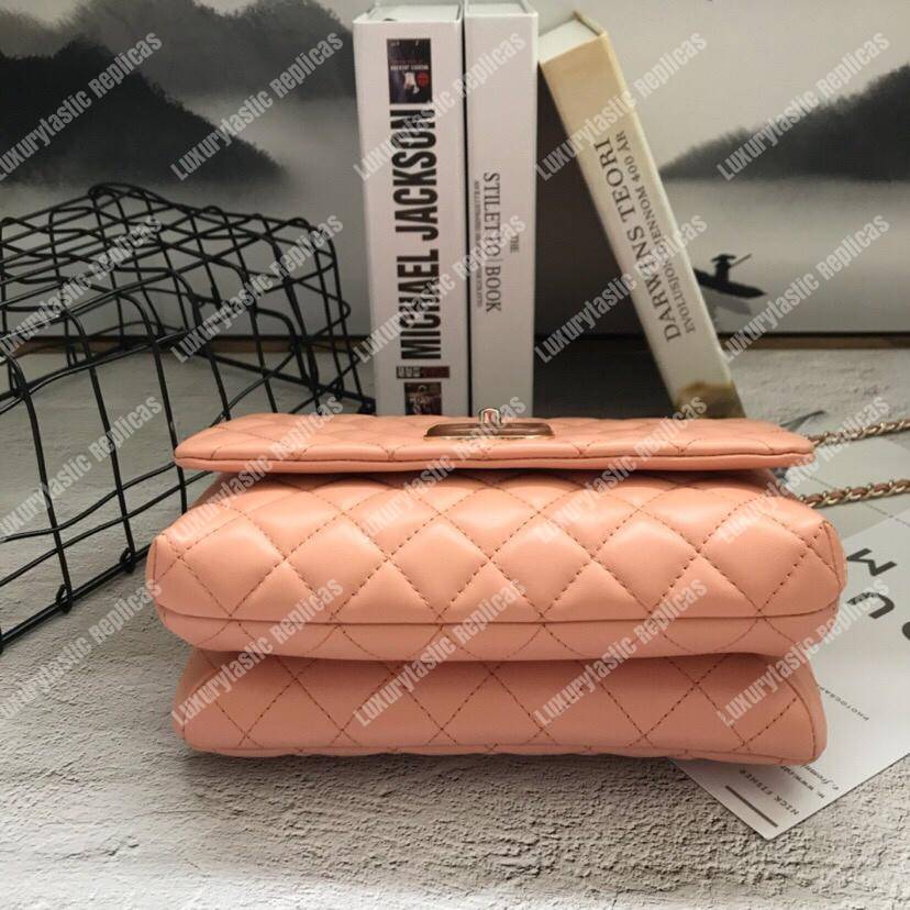 Ch*el flap bag with top handle beige