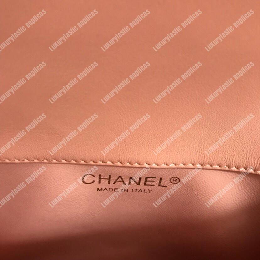 Ch*el flap bag with top handle beige