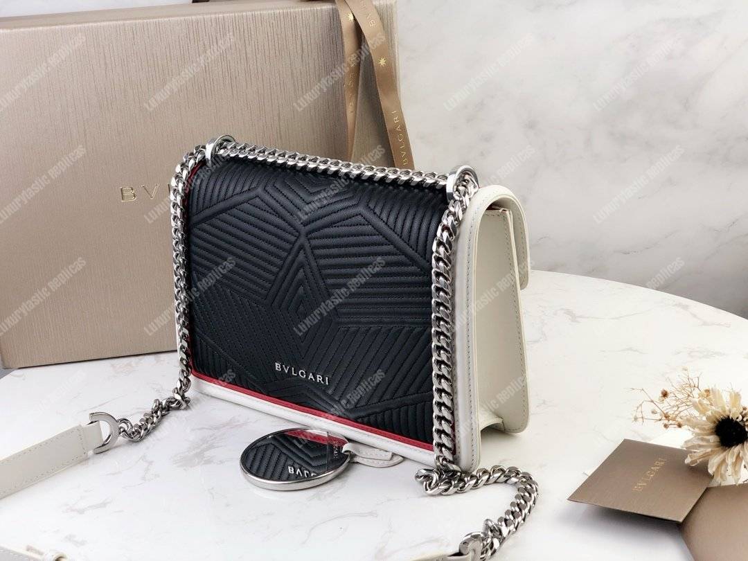 BVL Serpenti Forever Shoulder Bag Black/White/Pink