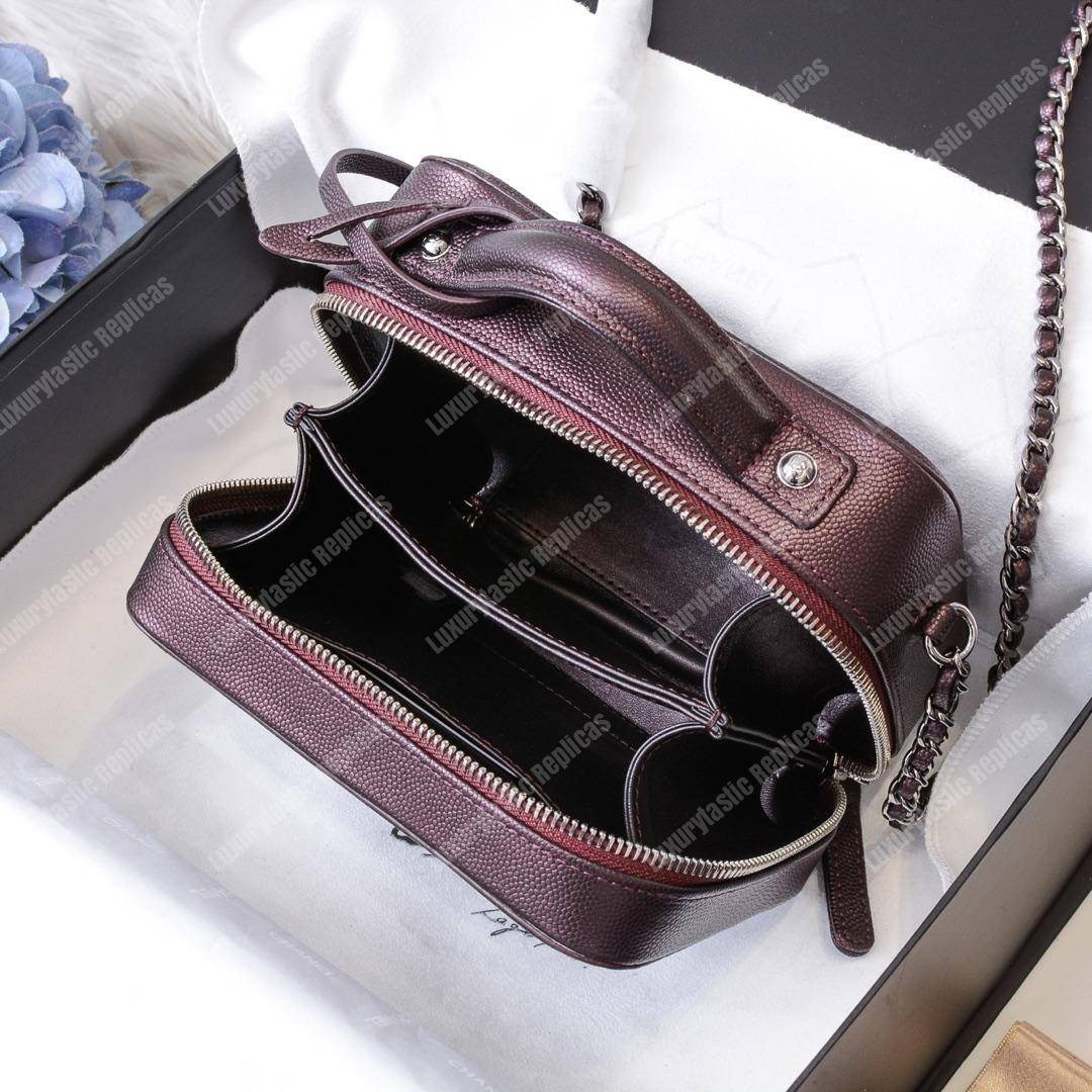 Ch*el small vanity case burgundy