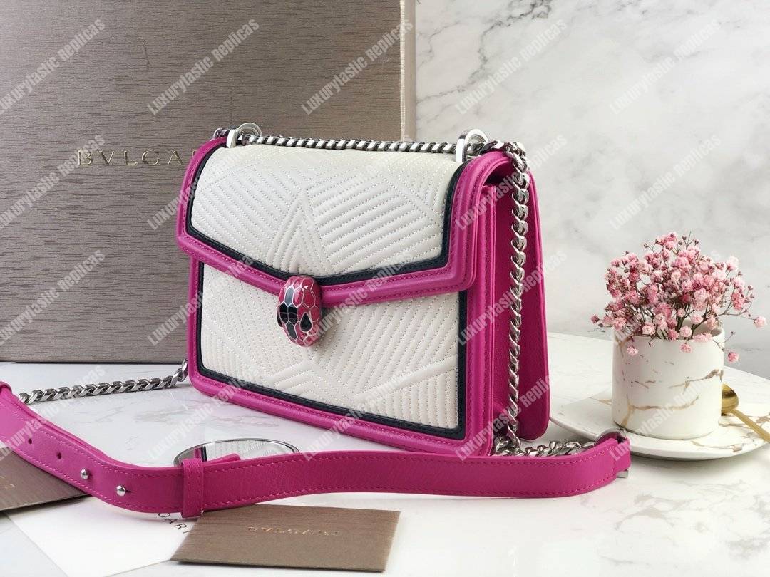 BVL Serpenti Forever Shoulder Bag White/Black/Pink