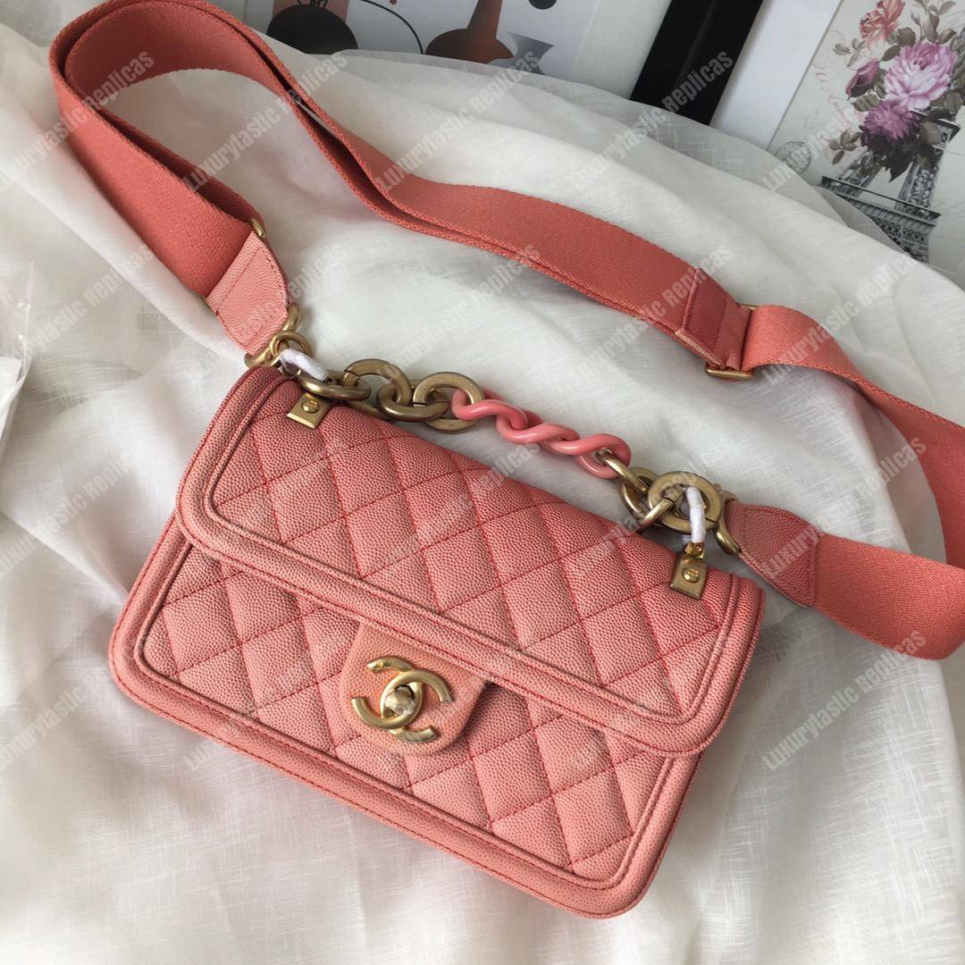 Ch*el flap bag coral