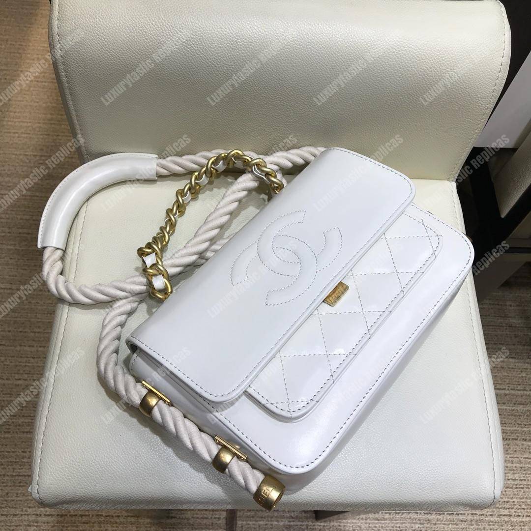 Ch*el flap bag white