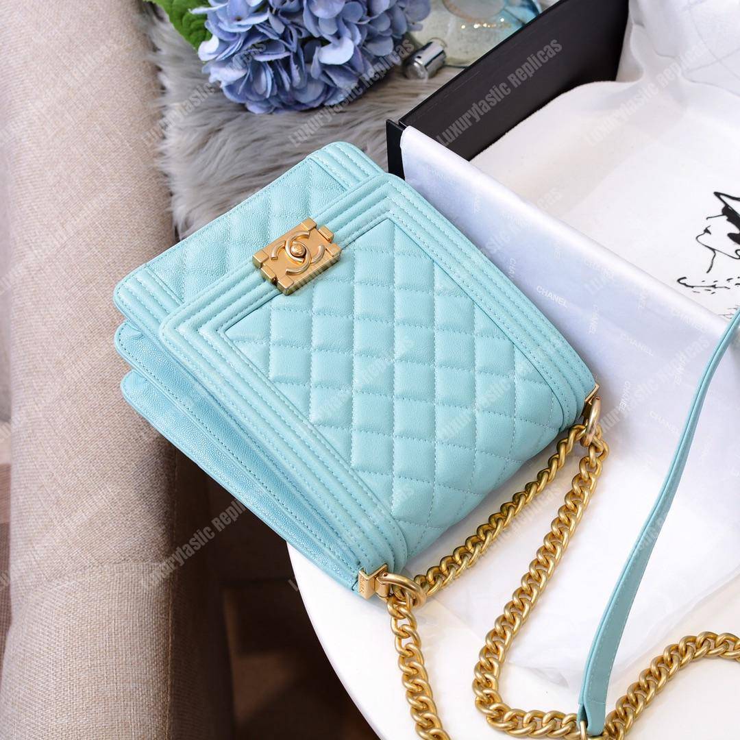 Ch*el boy handbag light blue