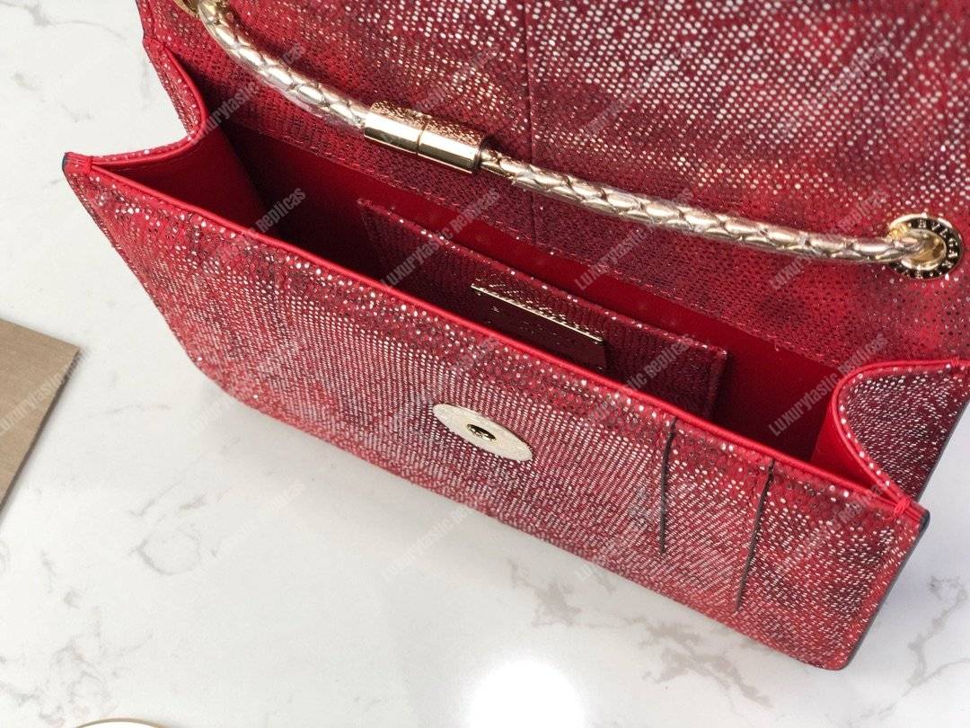 BVL Serpenti Forever Flap Cover Small Bag Ruby Red Karung