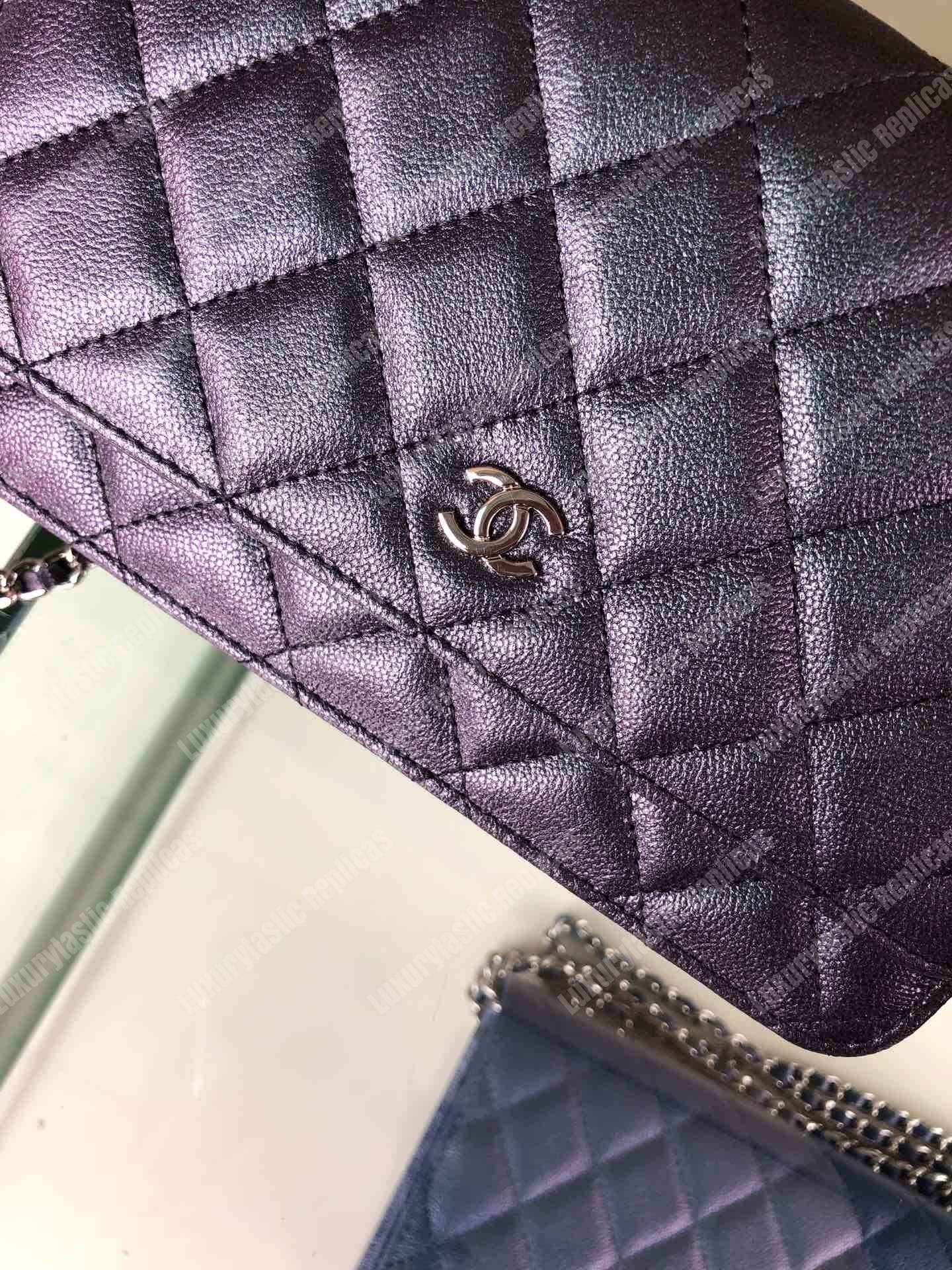 Ch*el wallet on chain – woc classic caviar silver-toned metal dark grey