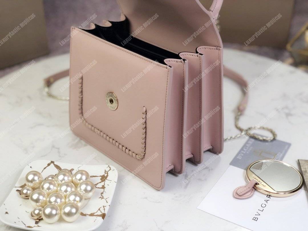 BVL Serpenti Forever Crossbody Small Tophandle Bag Crystal Rose With Woven Chain