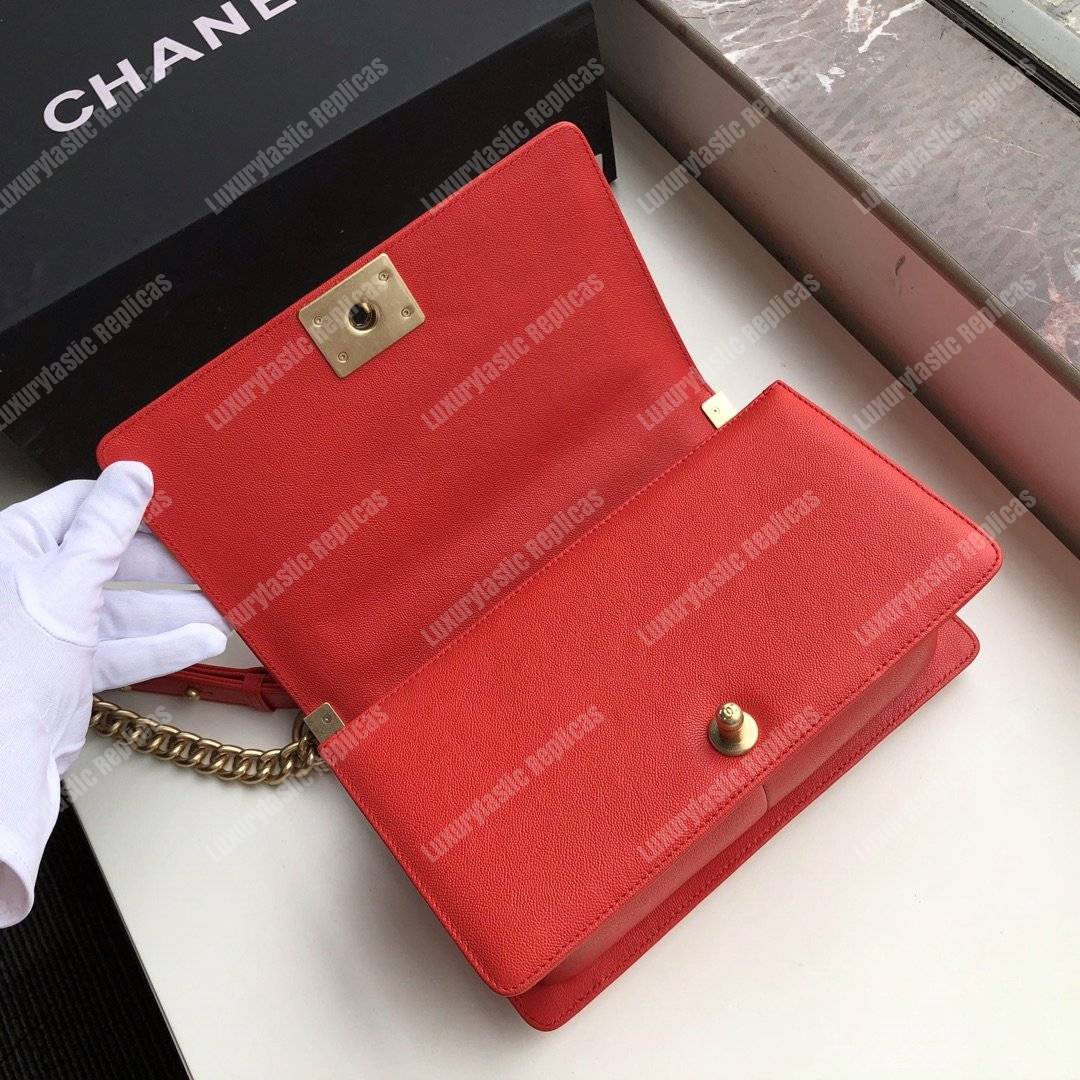 Ch*el medium boy flap bag red