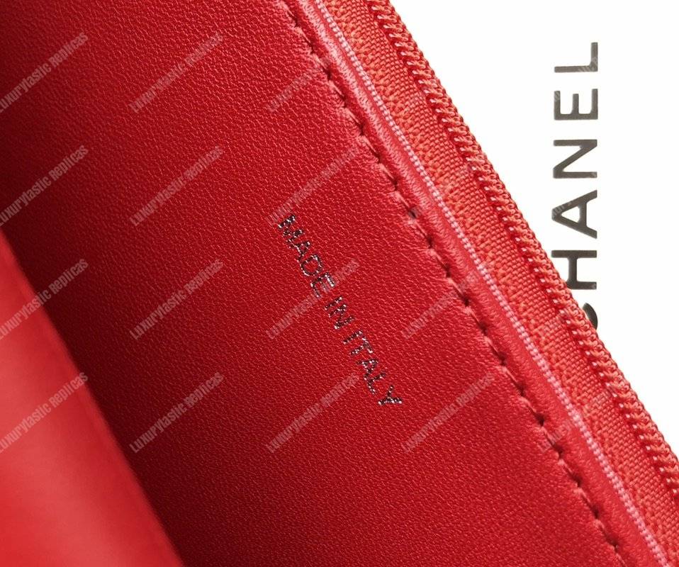 Ch*el wallet on chain – woc color pop cc lambskin red