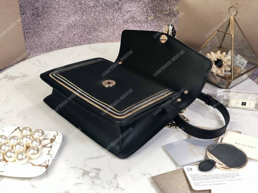 BVL Serpenti Diamond Blast Shoulder Bag Black With Chain Motif