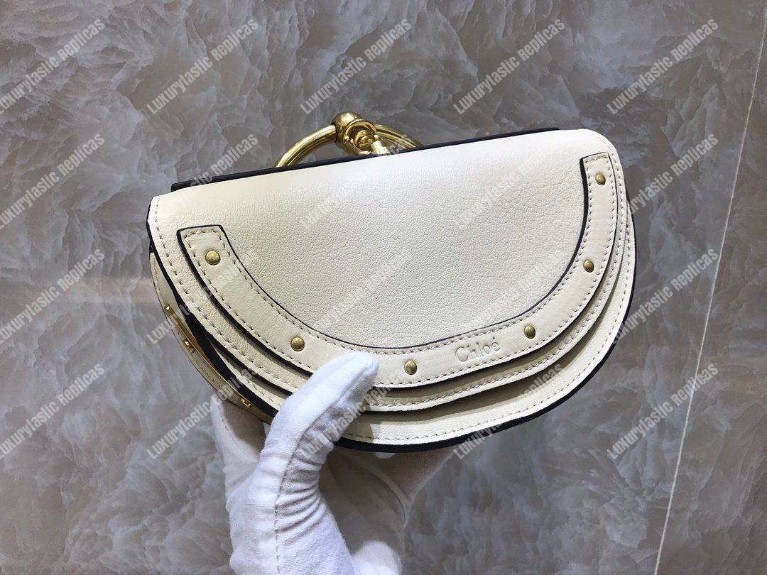 Chloe Small Nile Minaudière In Smooth Calfskin White