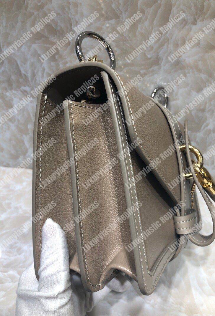 Chloe Aby Chain Shoulder Bag In Shiny Goatskin And Calfskin Grey
