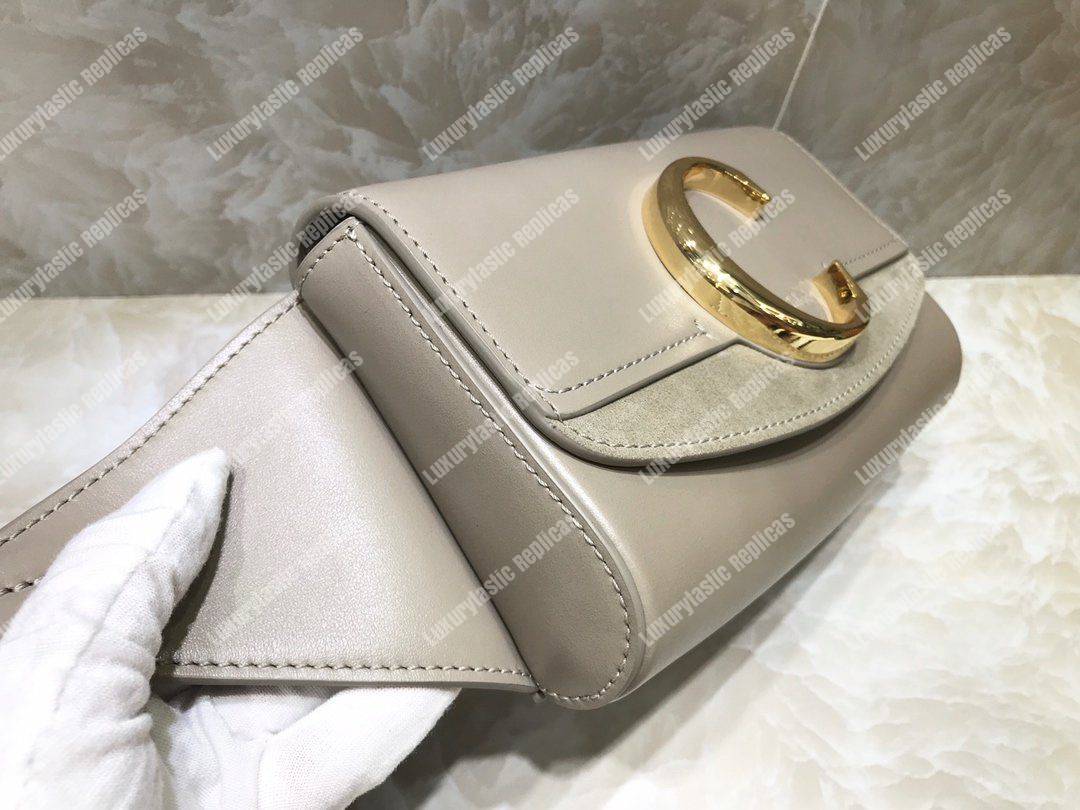 Chloe “C” Belt Bag In Shiny And Suede Calfskin Grey