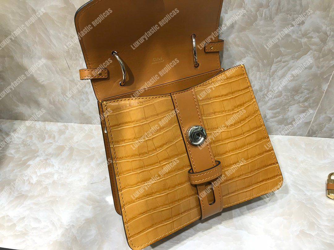 Chloe Small Aby Day Shoulder Bag In Embossed Croco Effect On Calfskin Orange