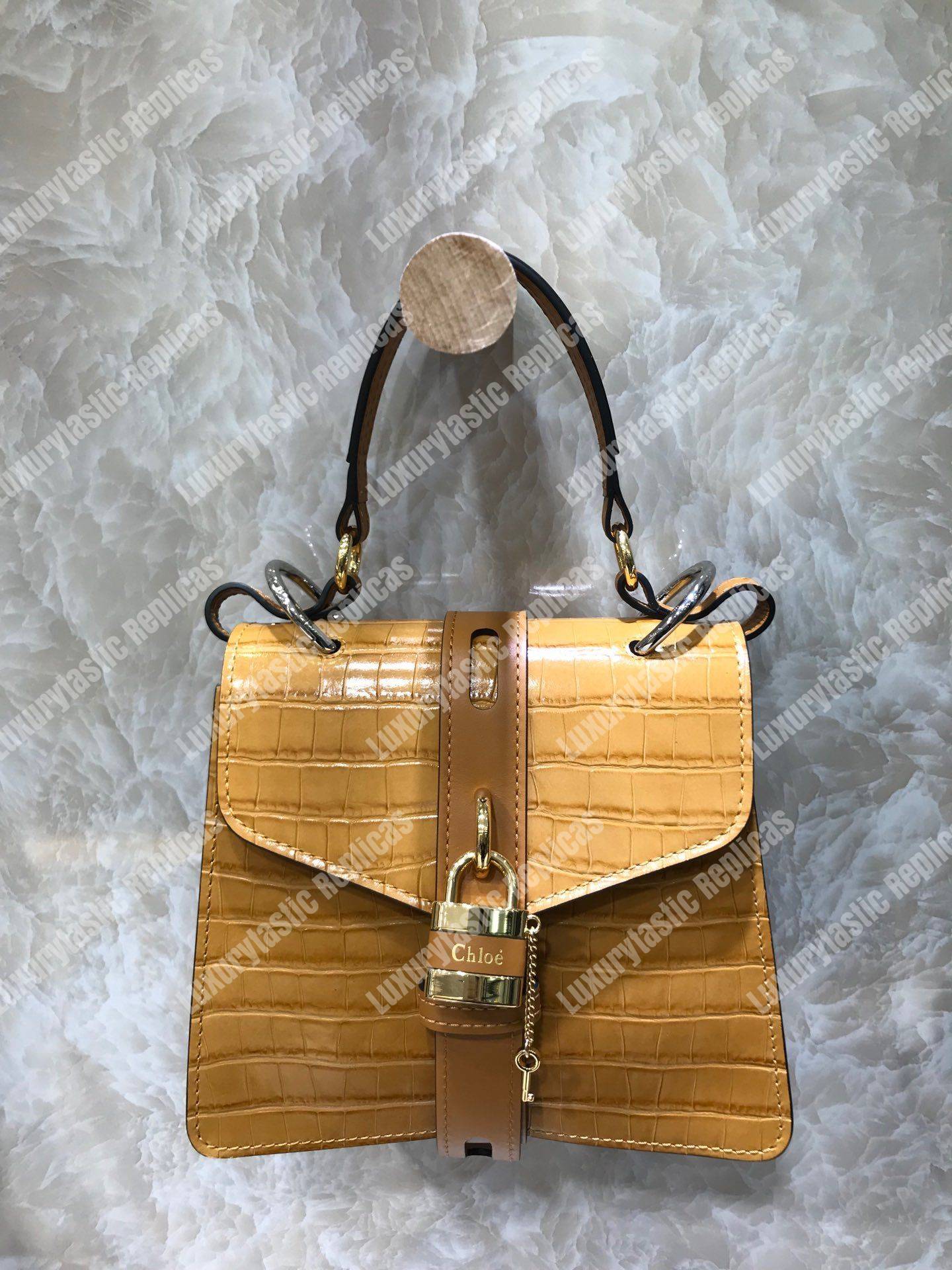 Chloe Small Aby Day Shoulder Bag In Embossed Croco Effect On Calfskin Orange