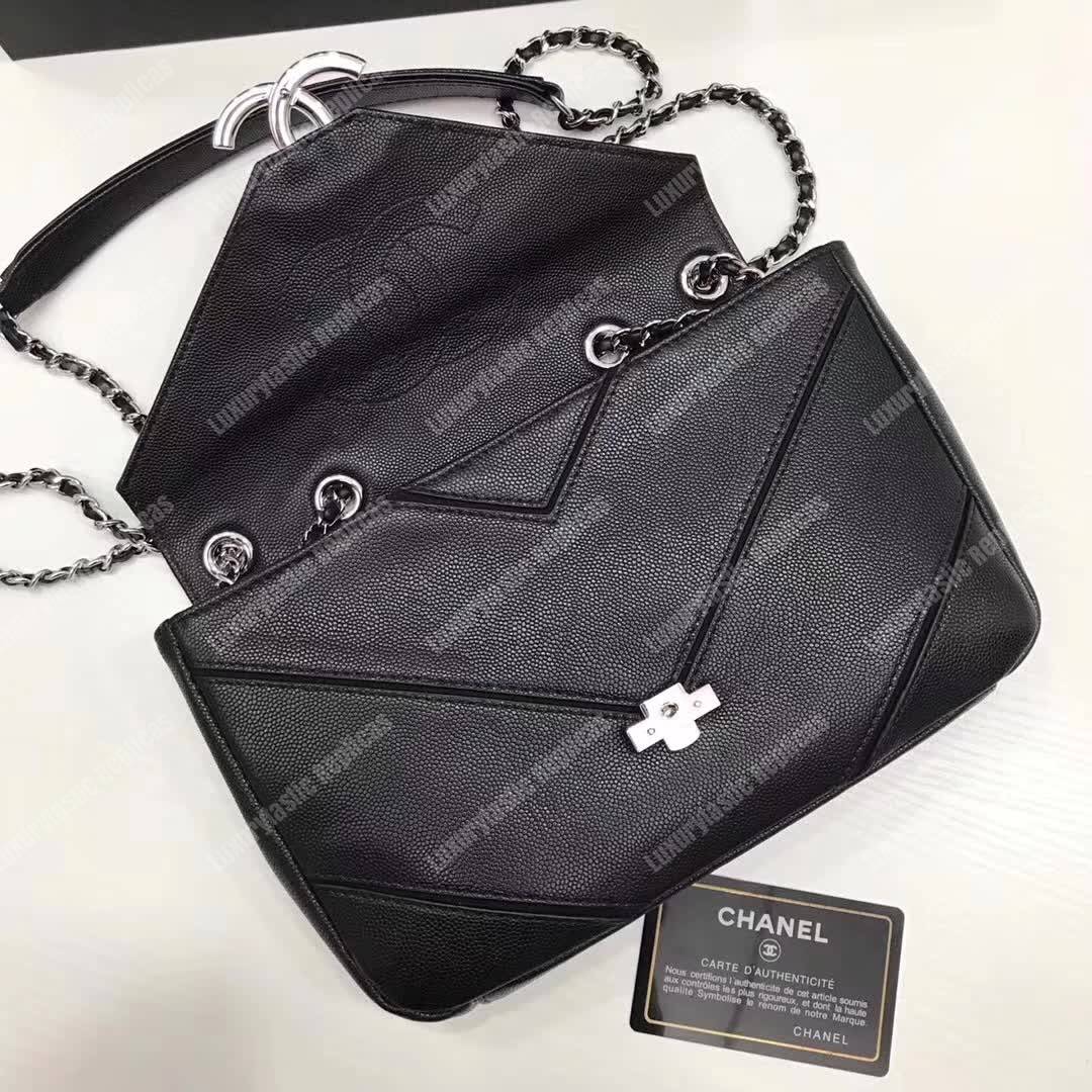 Ch*el medium flap bag black