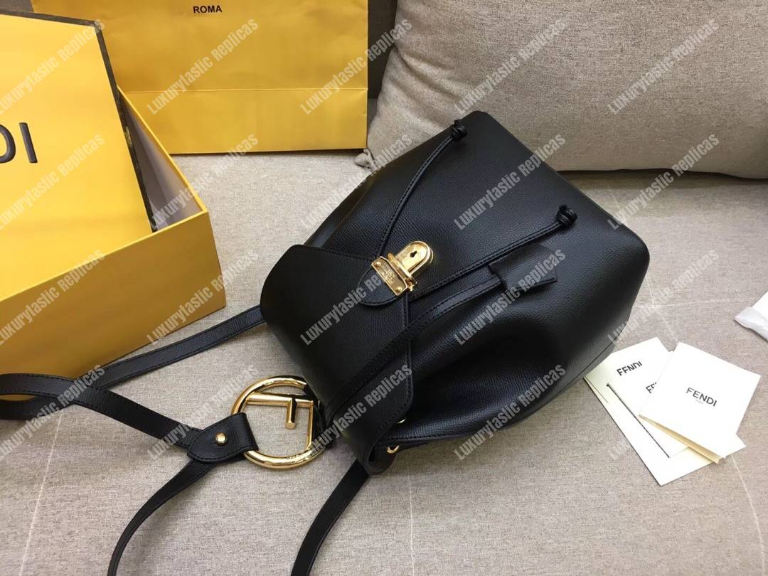 F**di black leather backpack