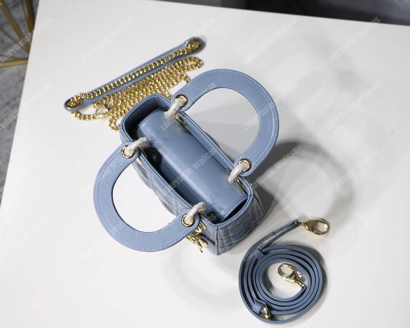 mini lady D*or lambskin bag blue