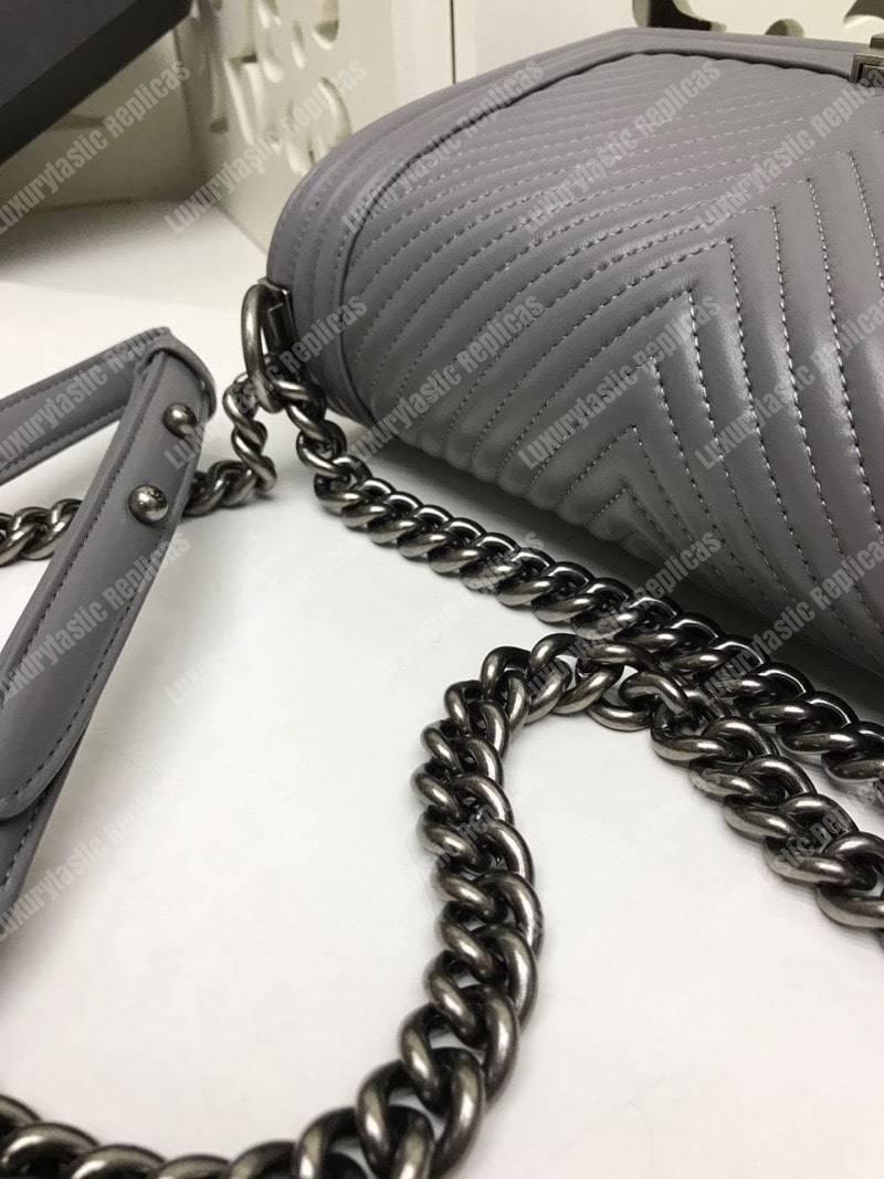 Ch*el boy handbag grey