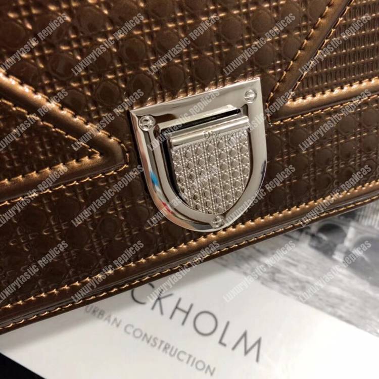 D*orama dark gold-toned metallic calfskin flap bag