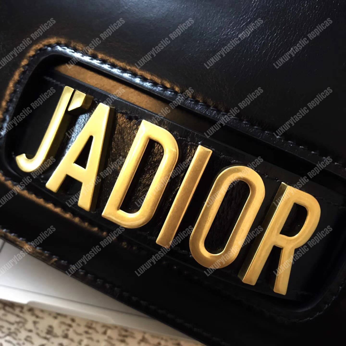 j’aD*or flap bag gold chain – black calfskin