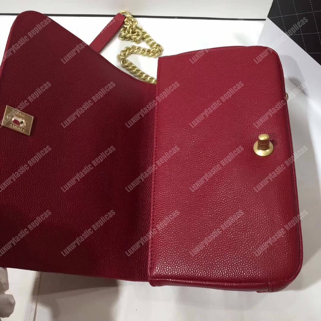 Ch*el small flap bag with top handle red