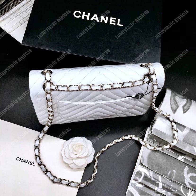 Ch*el classic medium handbag white