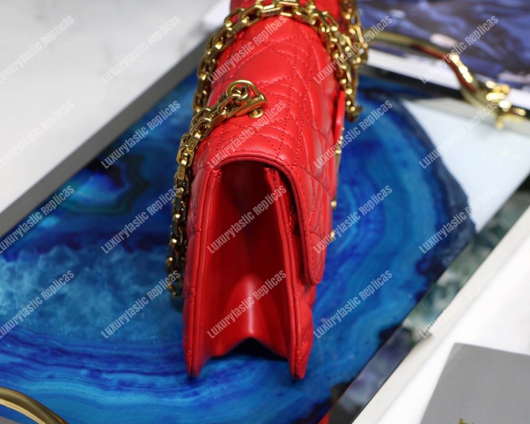 D*or lambskin D*oraddict flap bag red