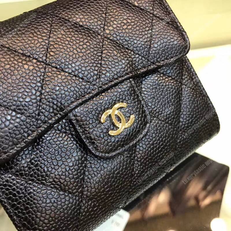 Ch*el classic small flap wallet black