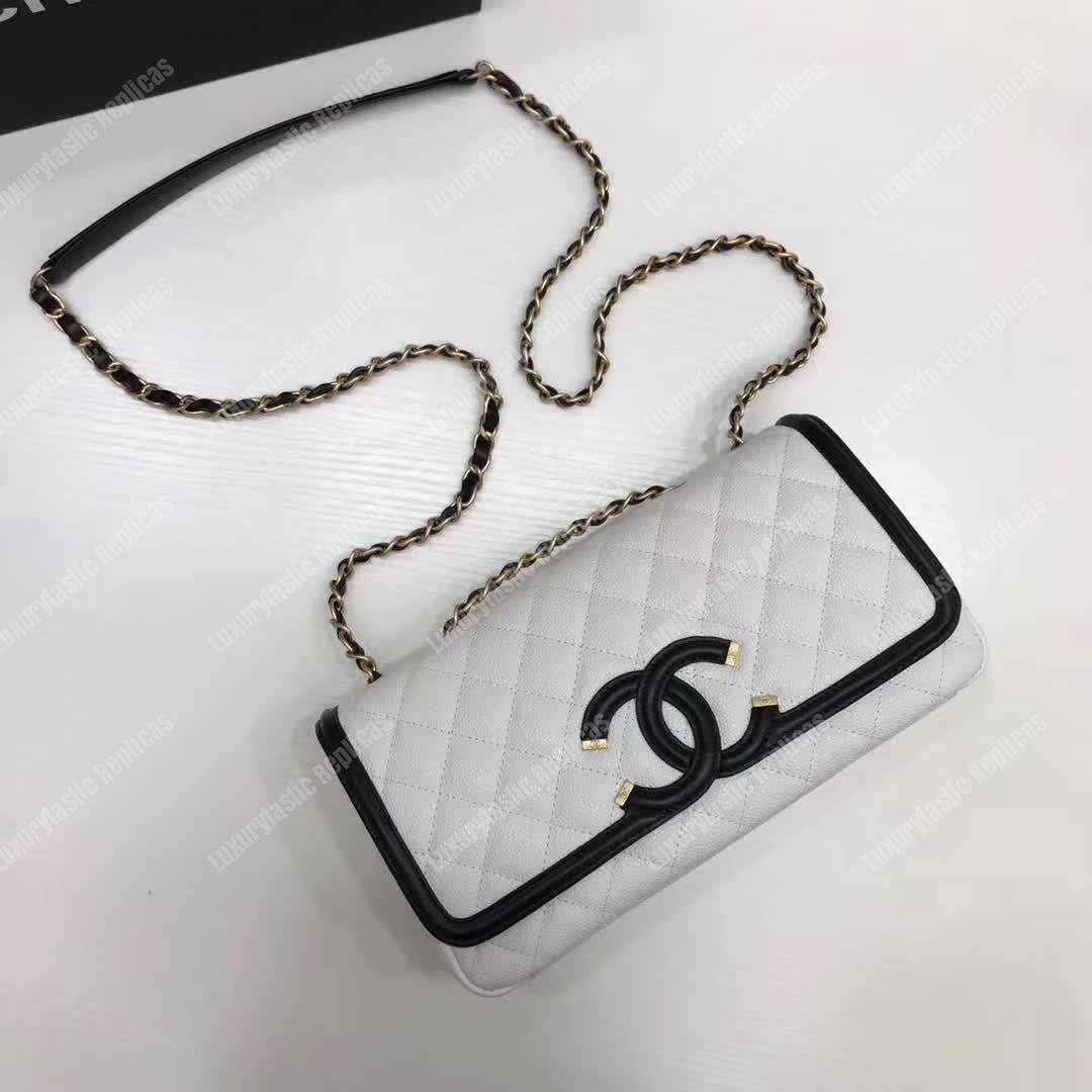 Ch*el flap bag white