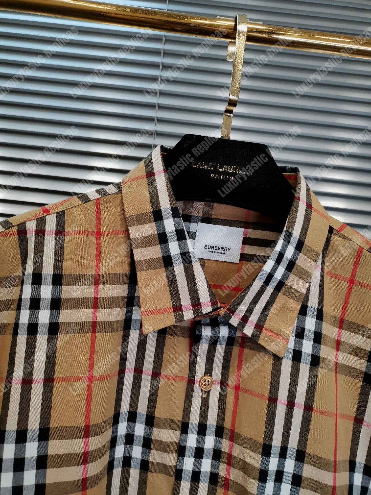 B**rry logo print check cotton oversized shirt